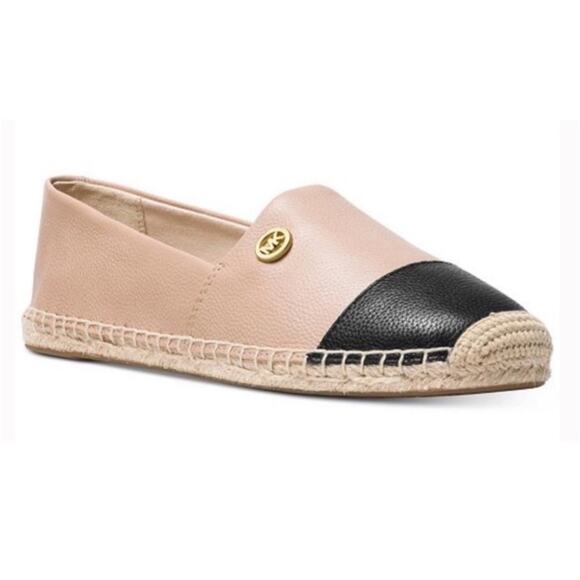 MICHAEL KORS Women's Kendrick Cap Toe Espadrille Flats Shoes Oyster Black Size 9 - Picture 1 of 11